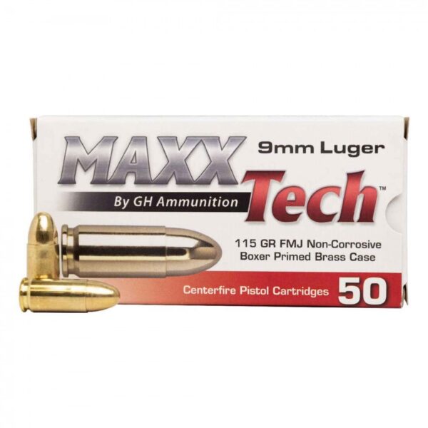 MAXXTech, 9MM, FMJ, 115 Grain, 50 Rounds