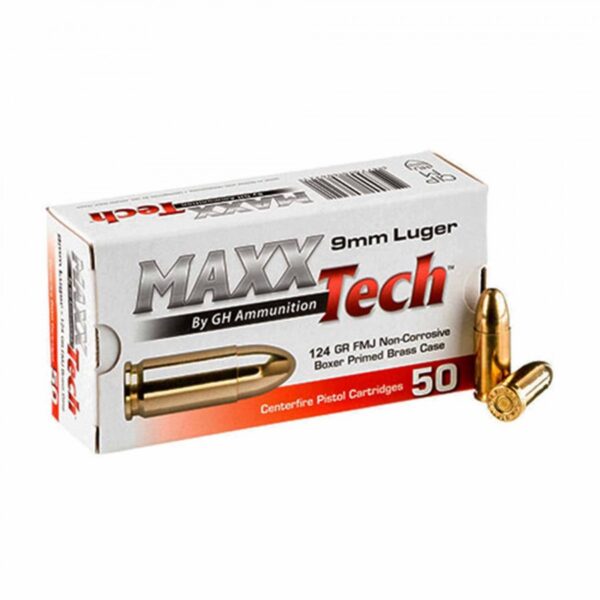 MAXXTech, 9MM, FMJ, 124 Grain, 50 Rounds