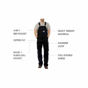 Heavy Duty Black Bib Overalls, Lot 383