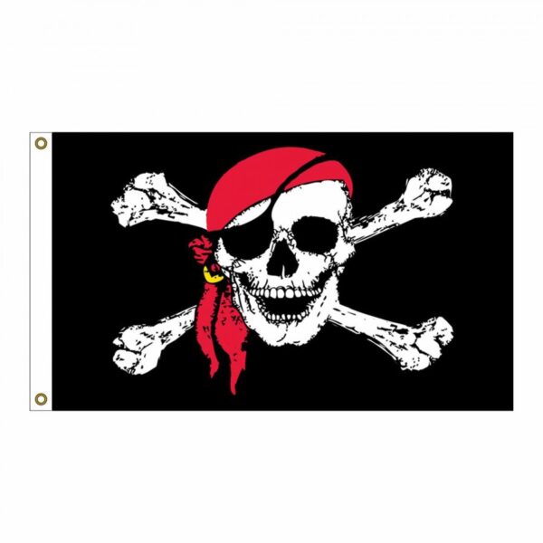 Eagle Emblems Pirate W/ Red Scarf Flag 3X5