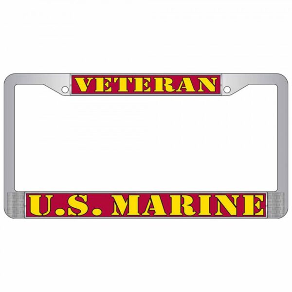 Eagle Emblems USMC  Veteran Chrome License Plate Frame