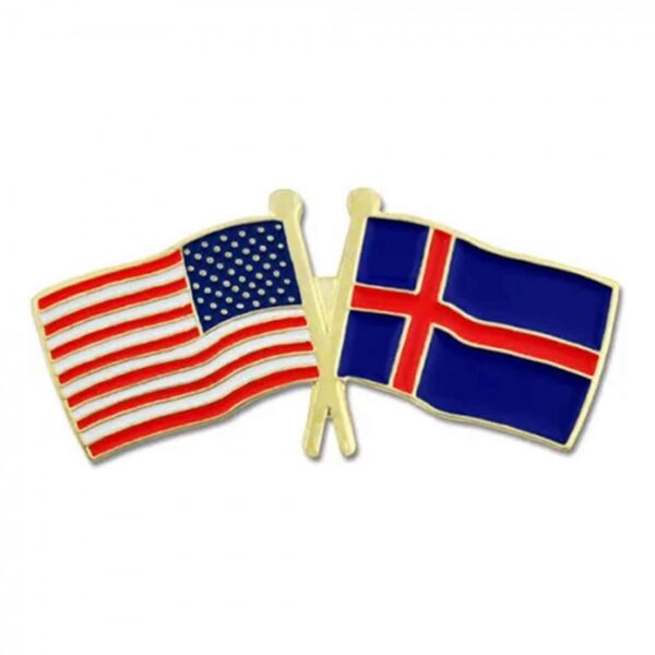 Pin - US and Iceland Crossed Flags (1-1/4")